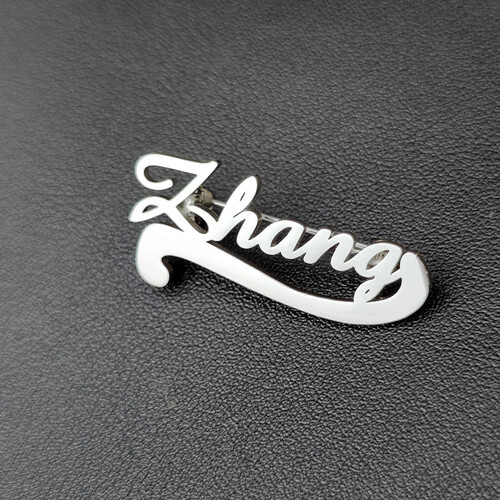 stainless steel personalized logo lapel pins wholesale manufacturers custom silver nameplate badges made to order makers